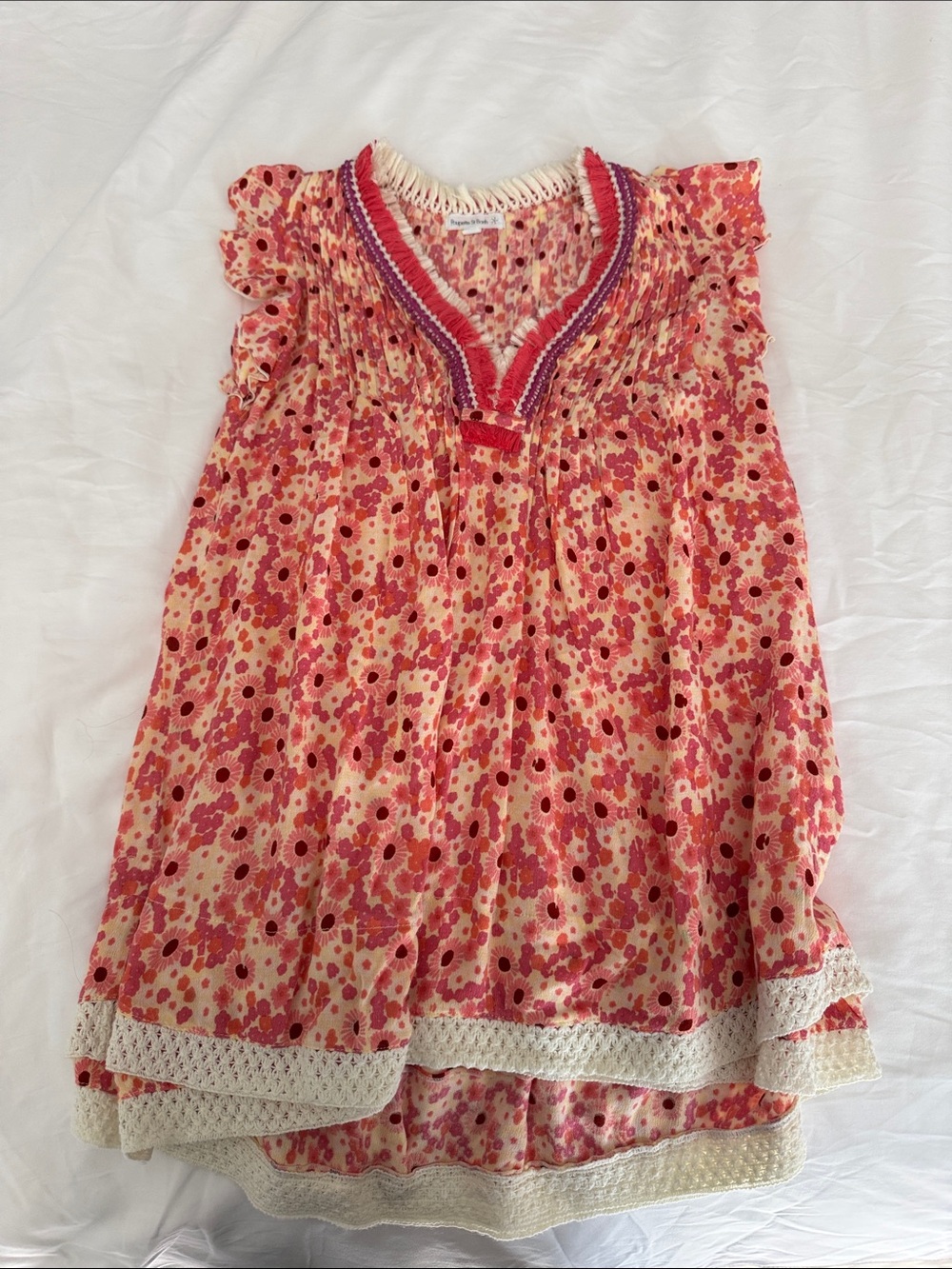 Poupette St. Barth Pink and Cream Floral Girls Swim Coverup